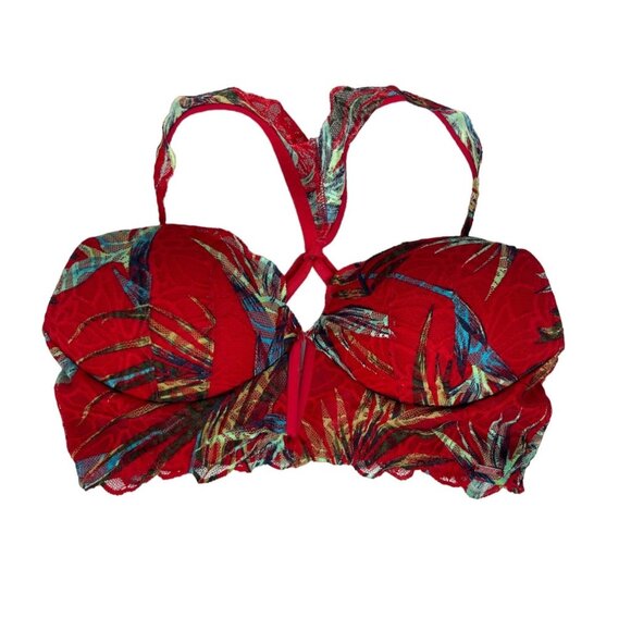 Pink Victorias Secret Date Push Up Bra Bralette Small Red Sexy Lace Padded - Picture 1 of 12